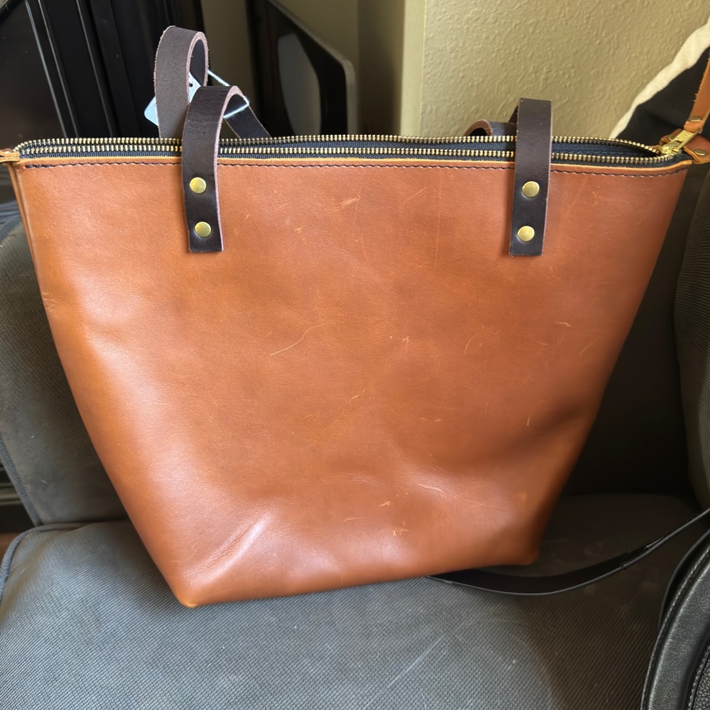 Portland leather goods bag med honey
